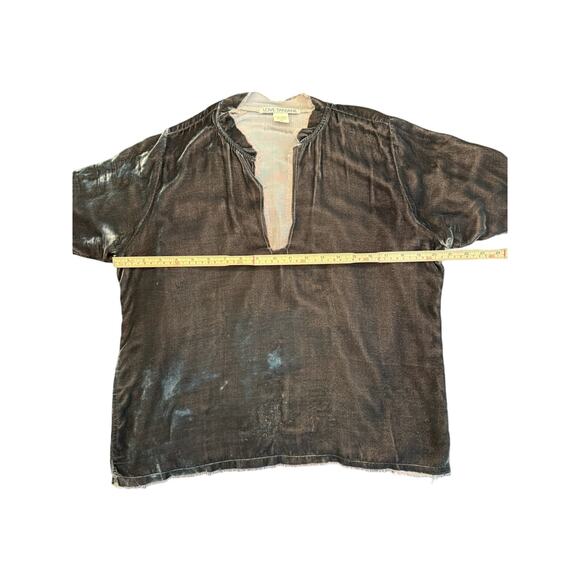Love Tanjane Velvet Raw Hem Top M Gray Brown Slouchy Boho Handmade Ojai Ca - Picture 4 of 16